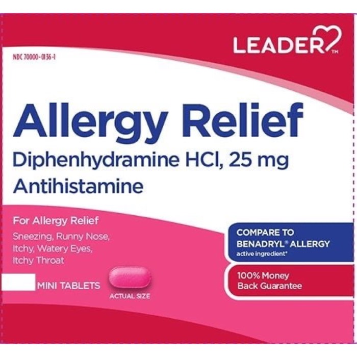 Leader Allergy Relief 25mg Mini Tablets