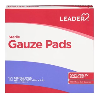 Leader Sterile Gauze Pads, 4''x 4''