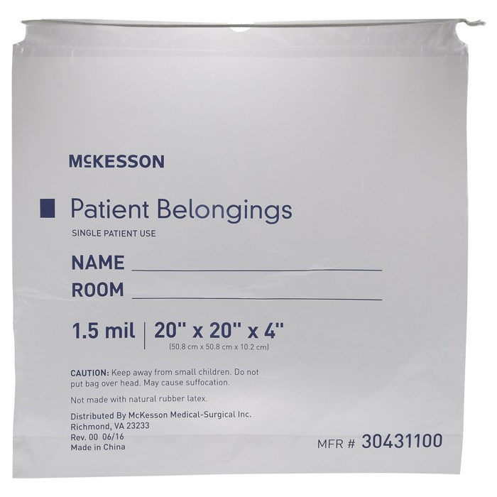 McKesson Patient Belongings Bag