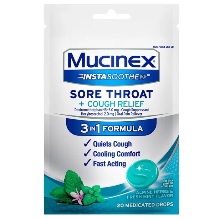 Mucinex Sore Throat + Cough Relief 5 mg - 2 mg